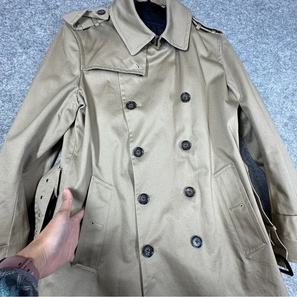 Banana Republic Classic Double Breasted Trench Coat Khaki Size S Quiet Luxury - Picture 10 of 16